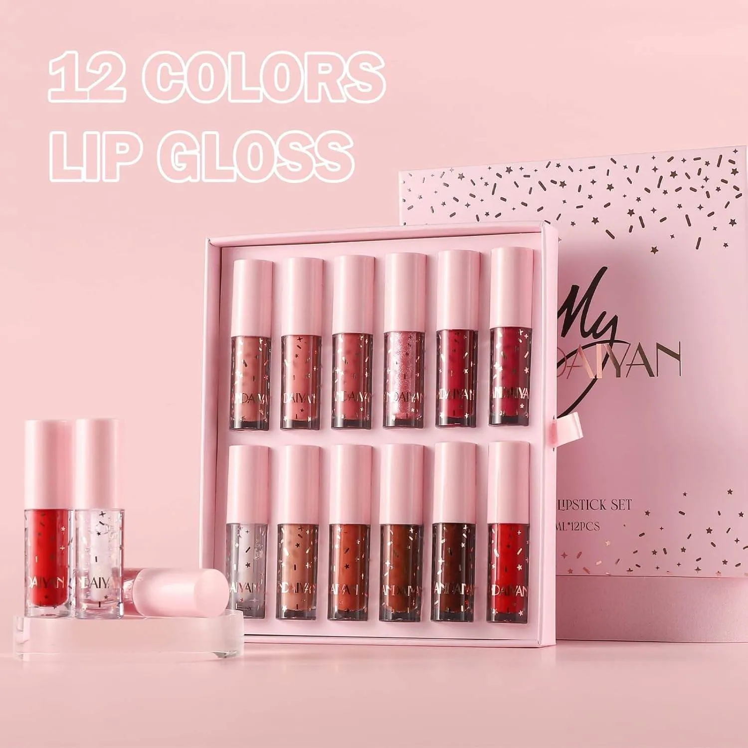 12 Colors Lip Gloss Set,Moisturizing Light Liquid Lipstick Lip Oil,Long Lasting Waterproof Lip Glaze Makeup,Book Nude Lip Glow Oil Lip Gloss Kit