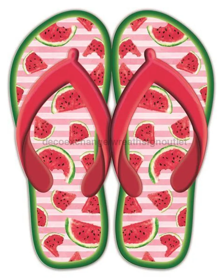 12.75"Hx10"L Metal Flip Flops Sign Red/Multi MD1096