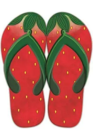 13" Metal Embossed Flip Flops: Strawberry