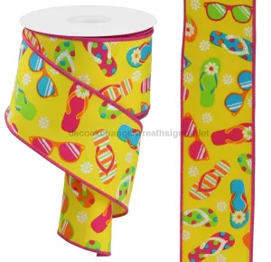 2.5"X10Yd Flip Flops & Sunglasses Yellow/Bright Multi RGE115129