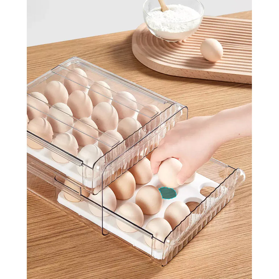 32 Grid Large Capacity Drawer Type Egg Storage Container-Clear