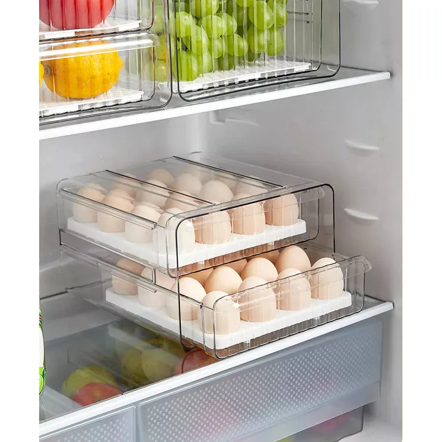 32 Grid Large Capacity Drawer Type Egg Storage Container-Clear