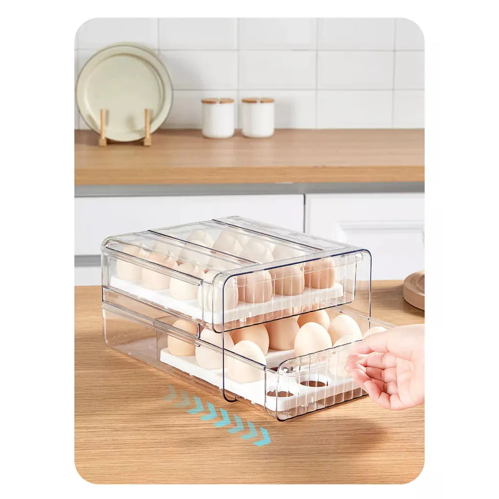 32 Grid Large Capacity Drawer Type Egg Storage Container-Clear