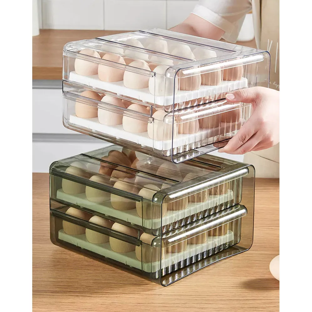 32 Grid Large Capacity Drawer Type Egg Storage Container-Clear