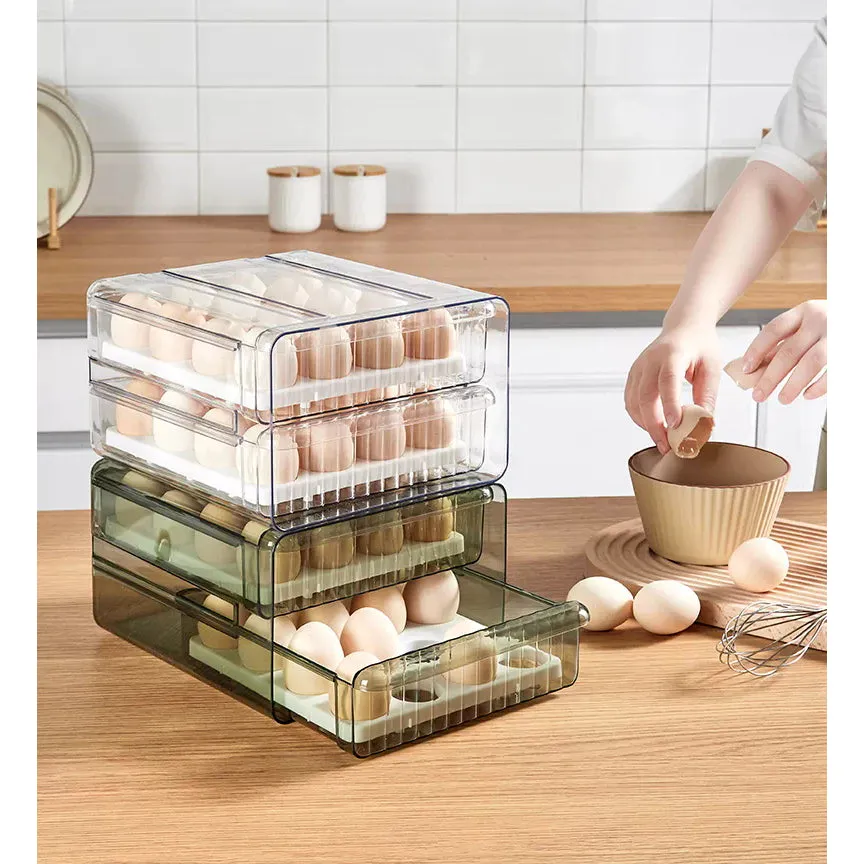 32 Grid Large Capacity Drawer Type Egg Storage Container-Clear