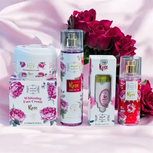 4 in 1 Maryam Rose Beauty Bundle (Body Lotion 40ml  Whitening Cream 250ml  Body Splash 250ml   Hair Perfume 150ml)