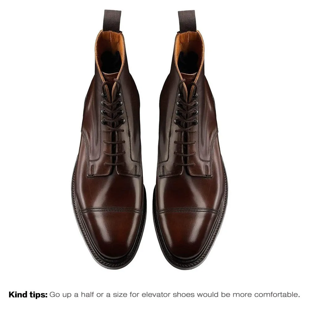 7 CM/2.76 Inches CMR CHAMARIPA Men's Dark Brown Shell Cordovan Height Increasing Derby Boots
