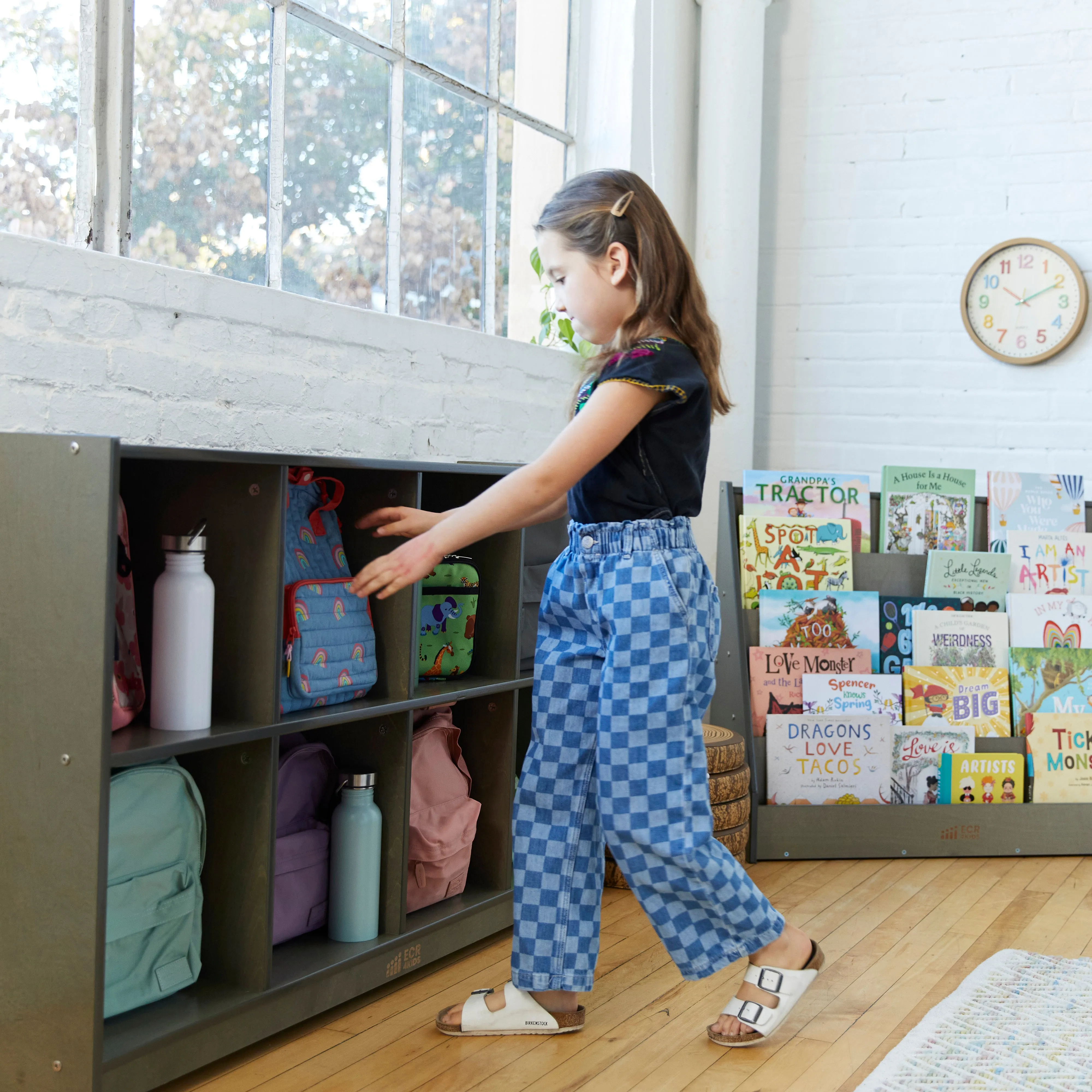 8-Compartment Mobile Backpack Storage Cabinet