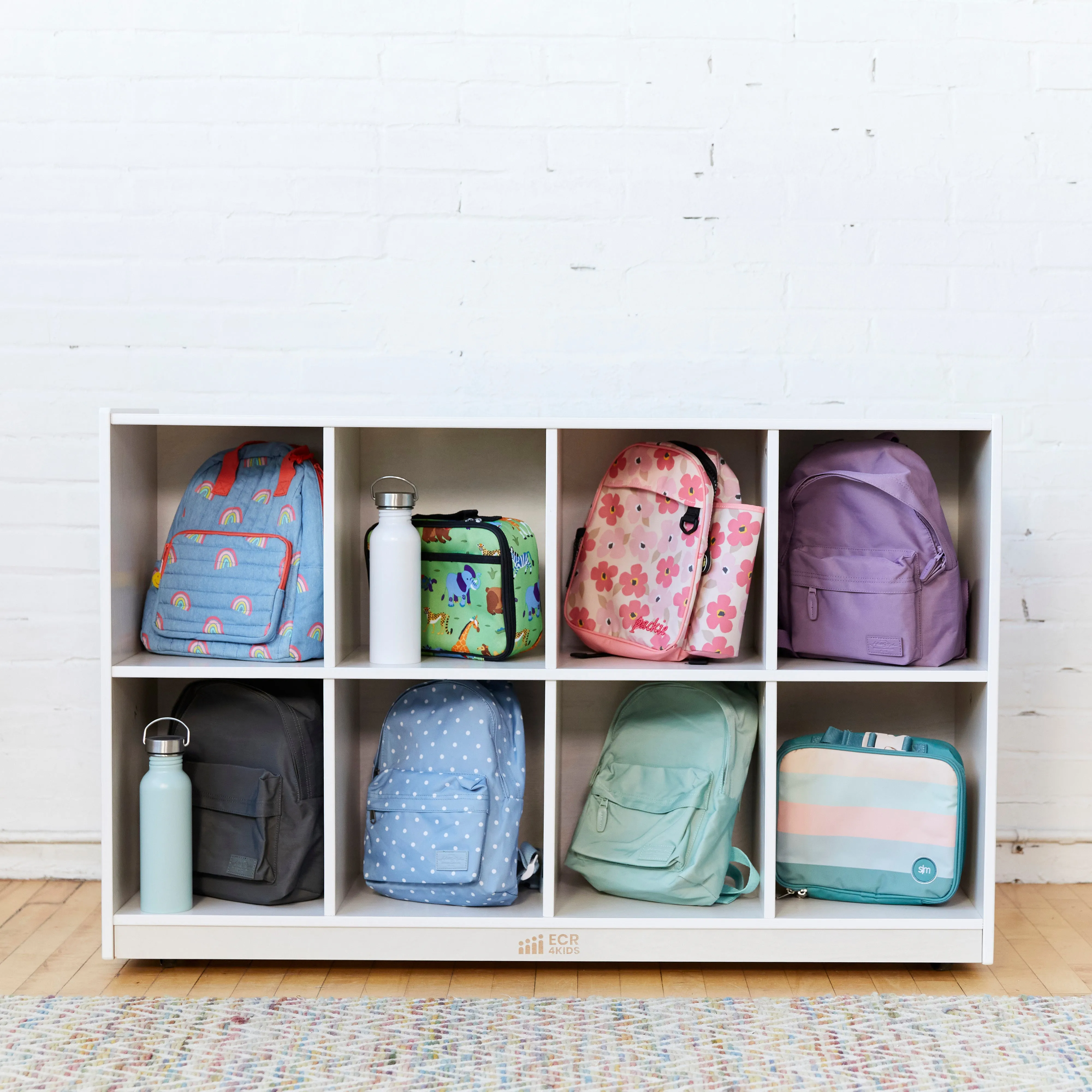 8-Compartment Mobile Backpack Storage Cabinet