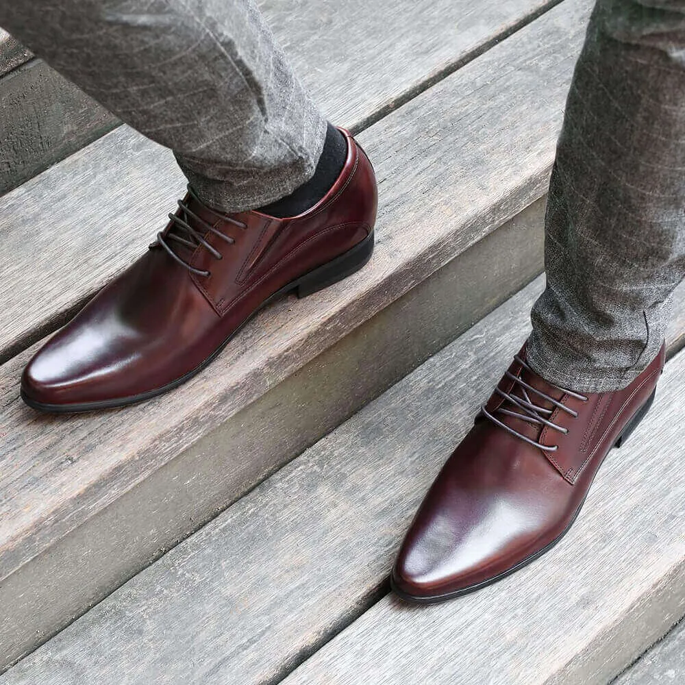 8CM/3.15  Inches - CMR CHAMARIPA  Elevator Dress Shoes Height Increasing Derby Shoes For Men Fur Lined Winter Shoes