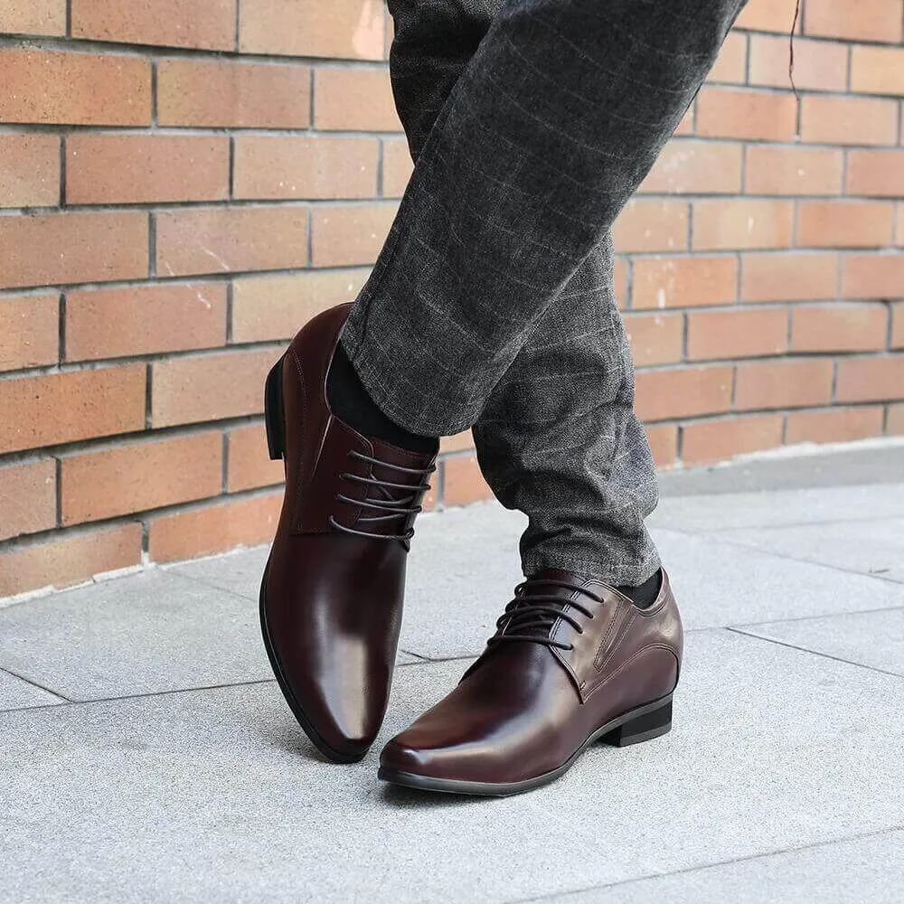 8CM/3.15  Inches - CMR CHAMARIPA  Elevator Dress Shoes Height Increasing Derby Shoes For Men Fur Lined Winter Shoes