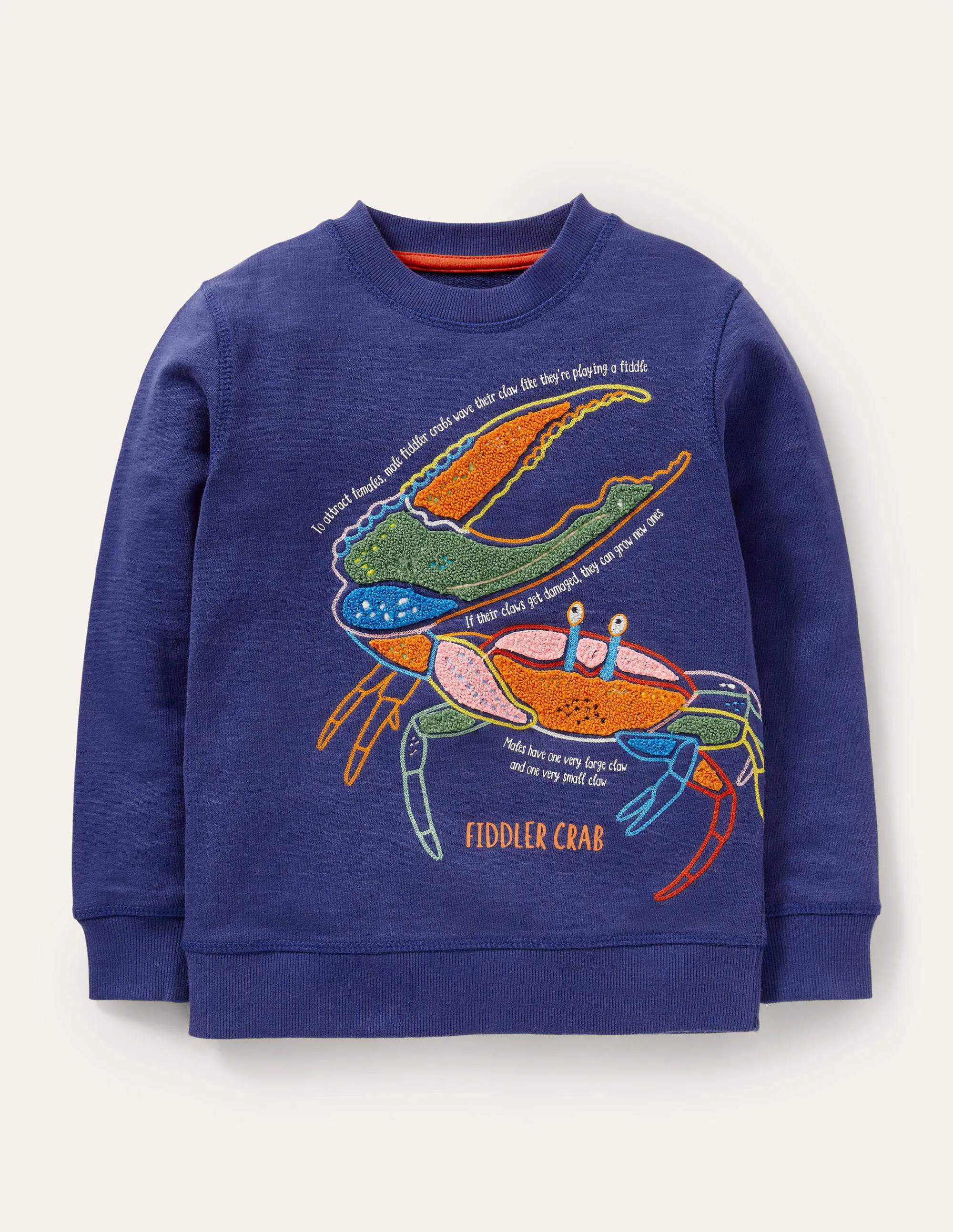Appliqué Crab Sweatshirt-Starboard Blue