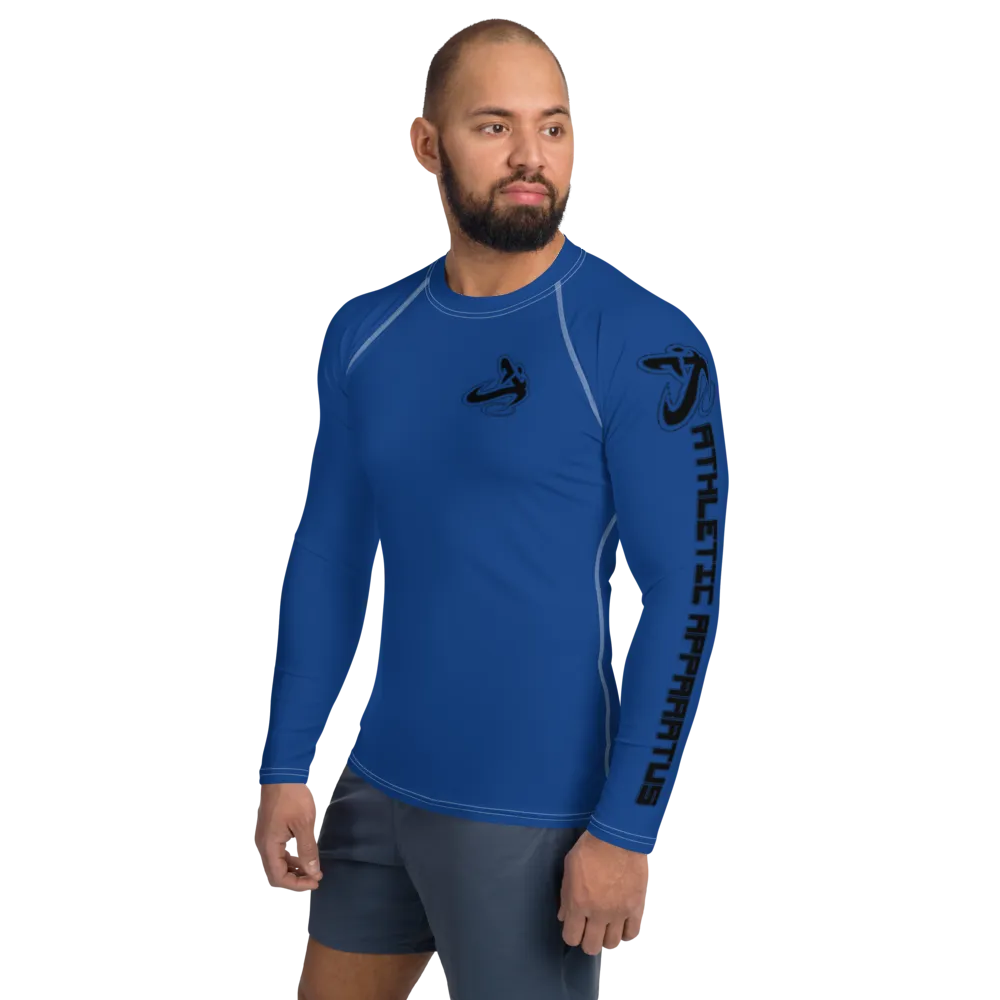 Athletic Apparatus Blue 2 Black Logo White stitch Men's Rash Guard