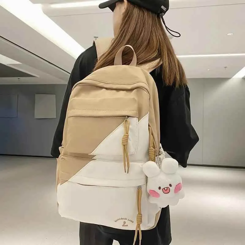 B3106 Cool Backpack - Patchwork Waterproof College Bag