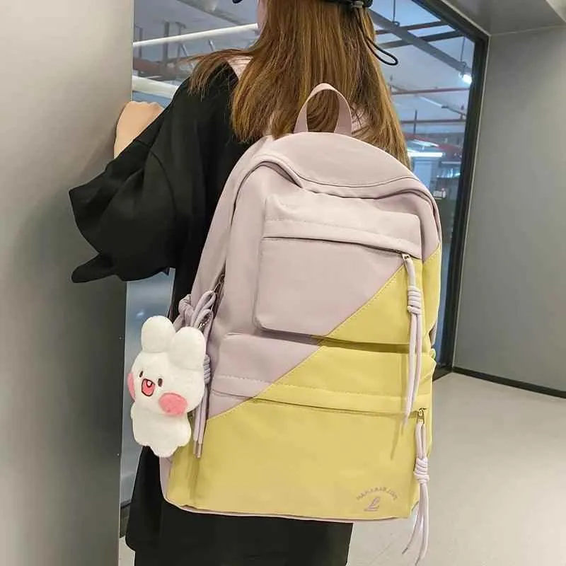 B3106 Cool Backpack - Patchwork Waterproof College Bag