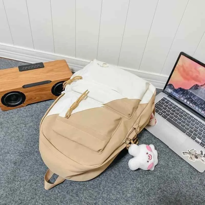 B3106 Cool Backpack - Patchwork Waterproof College Bag