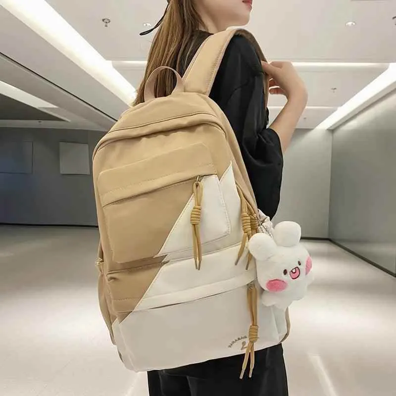 B3106 Cool Backpack - Patchwork Waterproof College Bag
