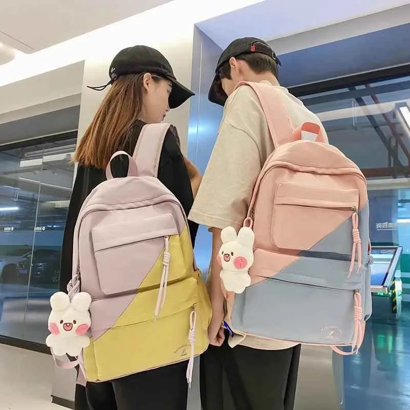 B3106 Cool Backpack - Patchwork Waterproof College Bag