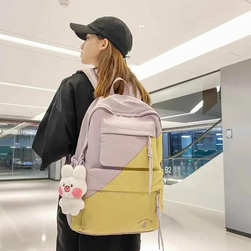 B3106 Cool Backpack - Patchwork Waterproof College Bag