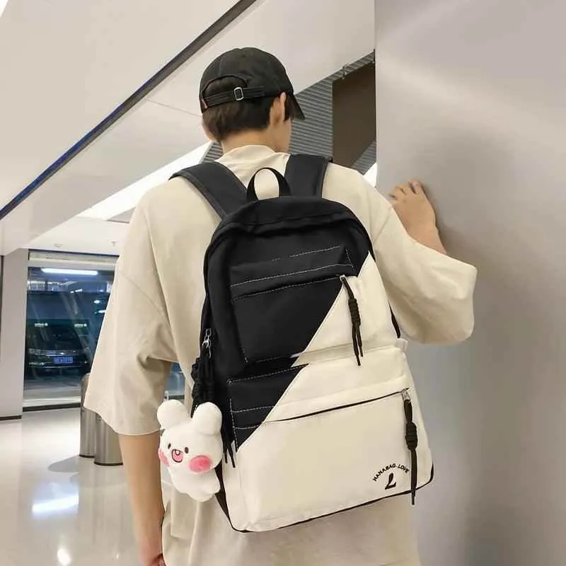 B3106 Cool Backpack - Patchwork Waterproof College Bag
