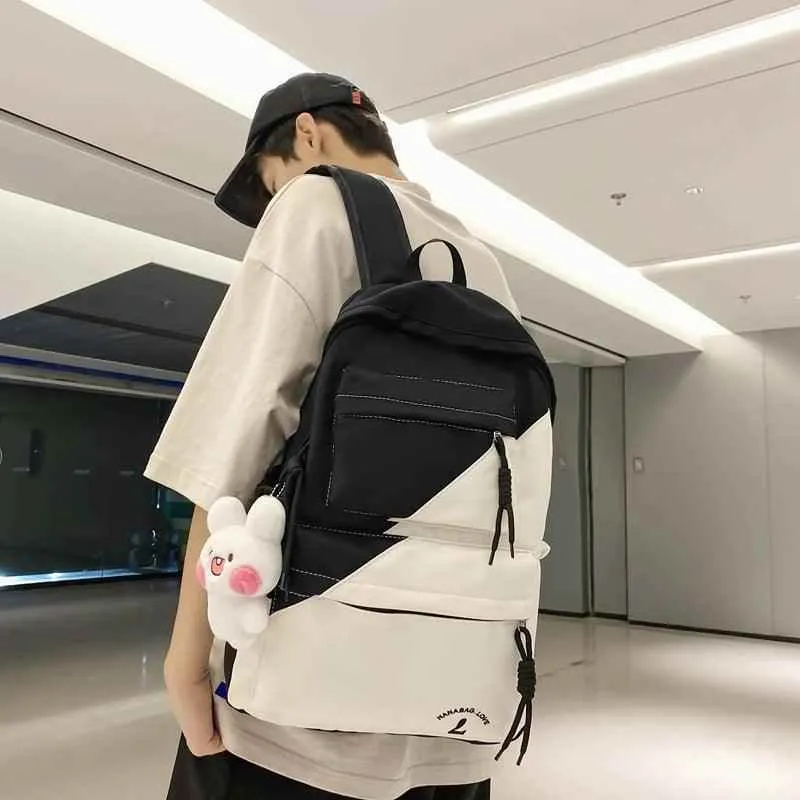 B3106 Cool Backpack - Patchwork Waterproof College Bag