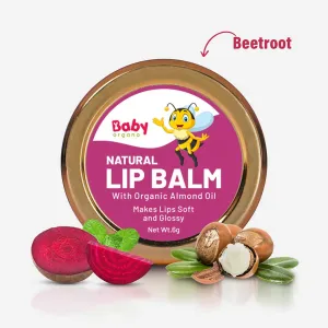 BabyOrgano Natural Lipbalm Moisturizer for Dry Chapped Lips Infused with Beetroot