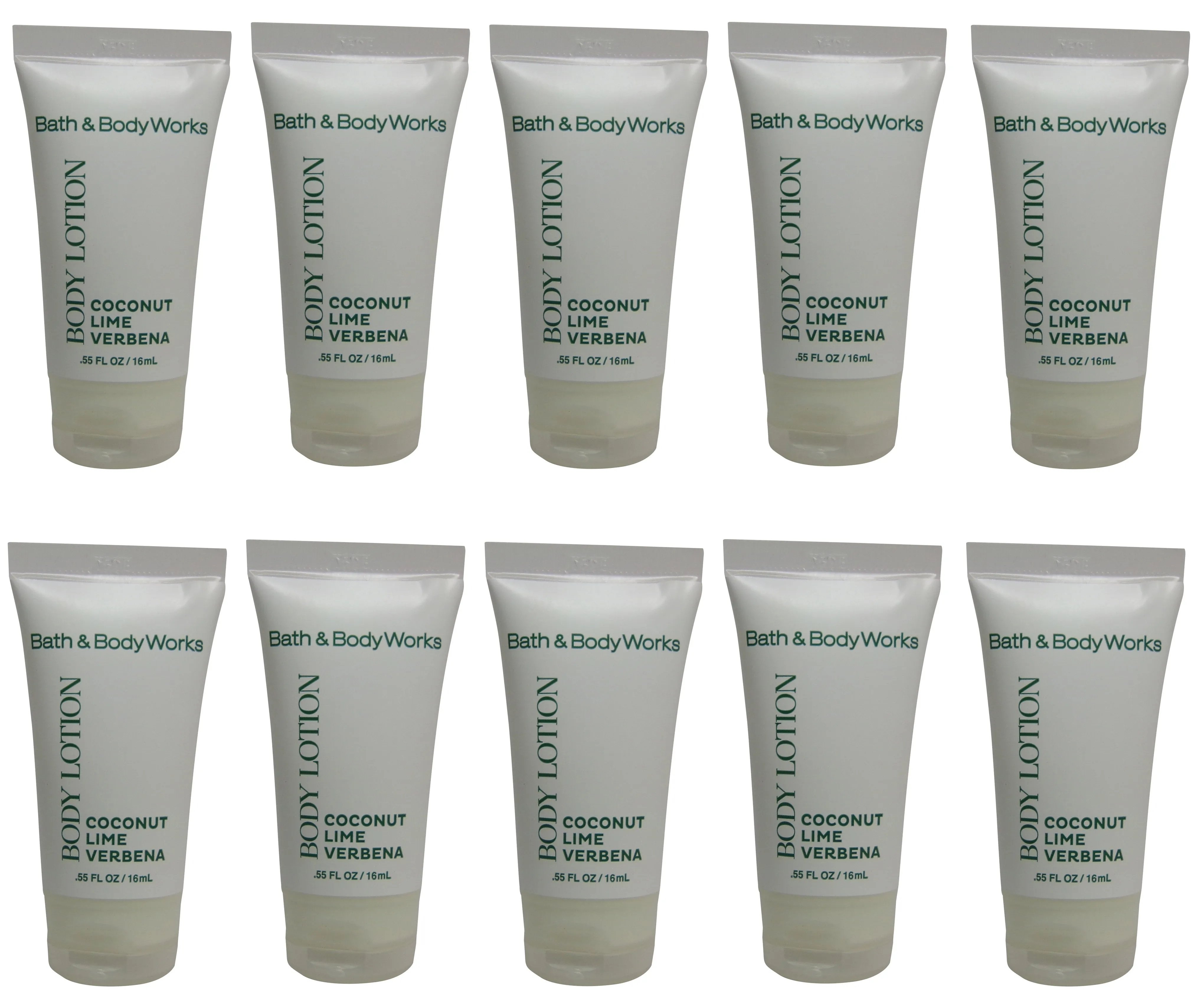 Bath and Body Works Coconut Lime Verbena Lotion lot of 10 Bottles. Total of 5.5oz