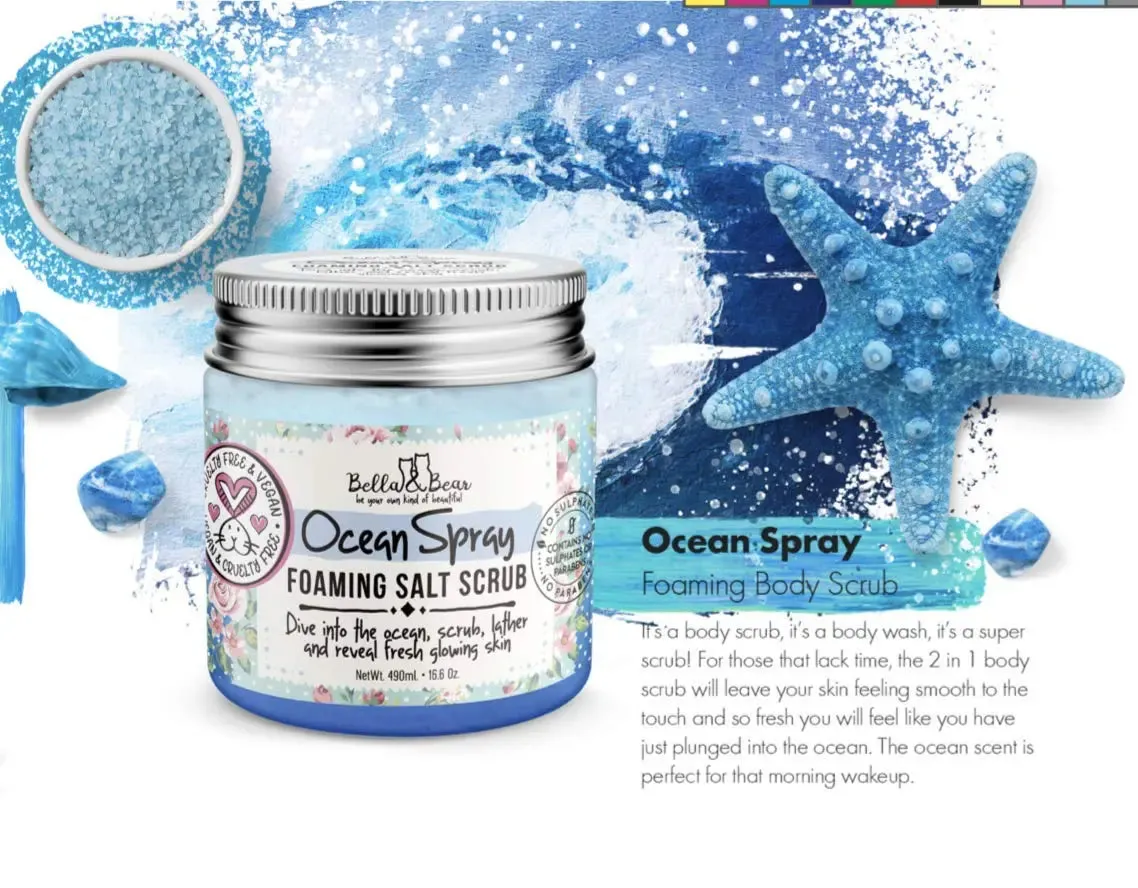 Bella & Bear Travel Size Ocean Spray Salt Body Scrub sachet - TSA friendly(1oz)