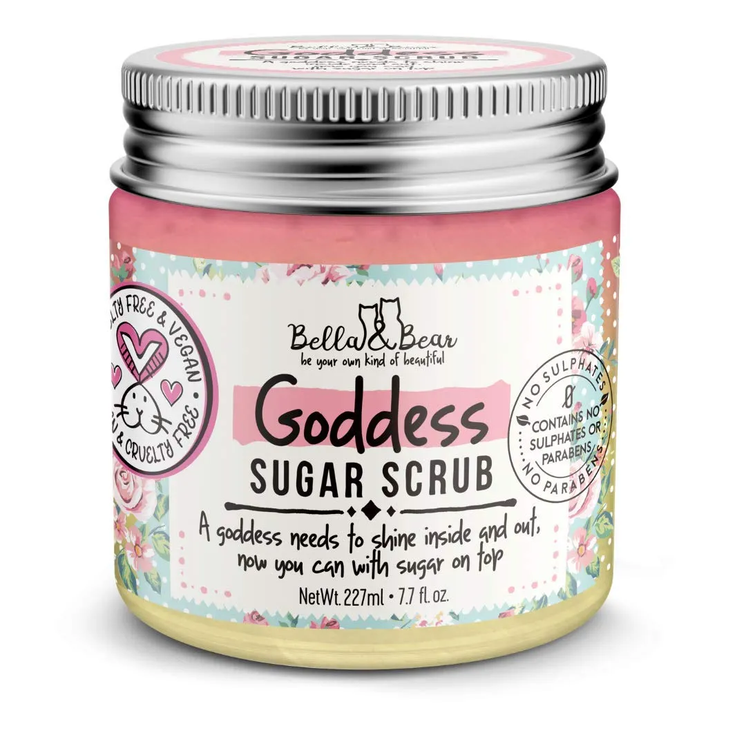 Bella and Bear Goddess Sugar Scrub - Exfoliating Body Scrub - Cleanser - Skin Softener - 3 in 1 - Vegan
