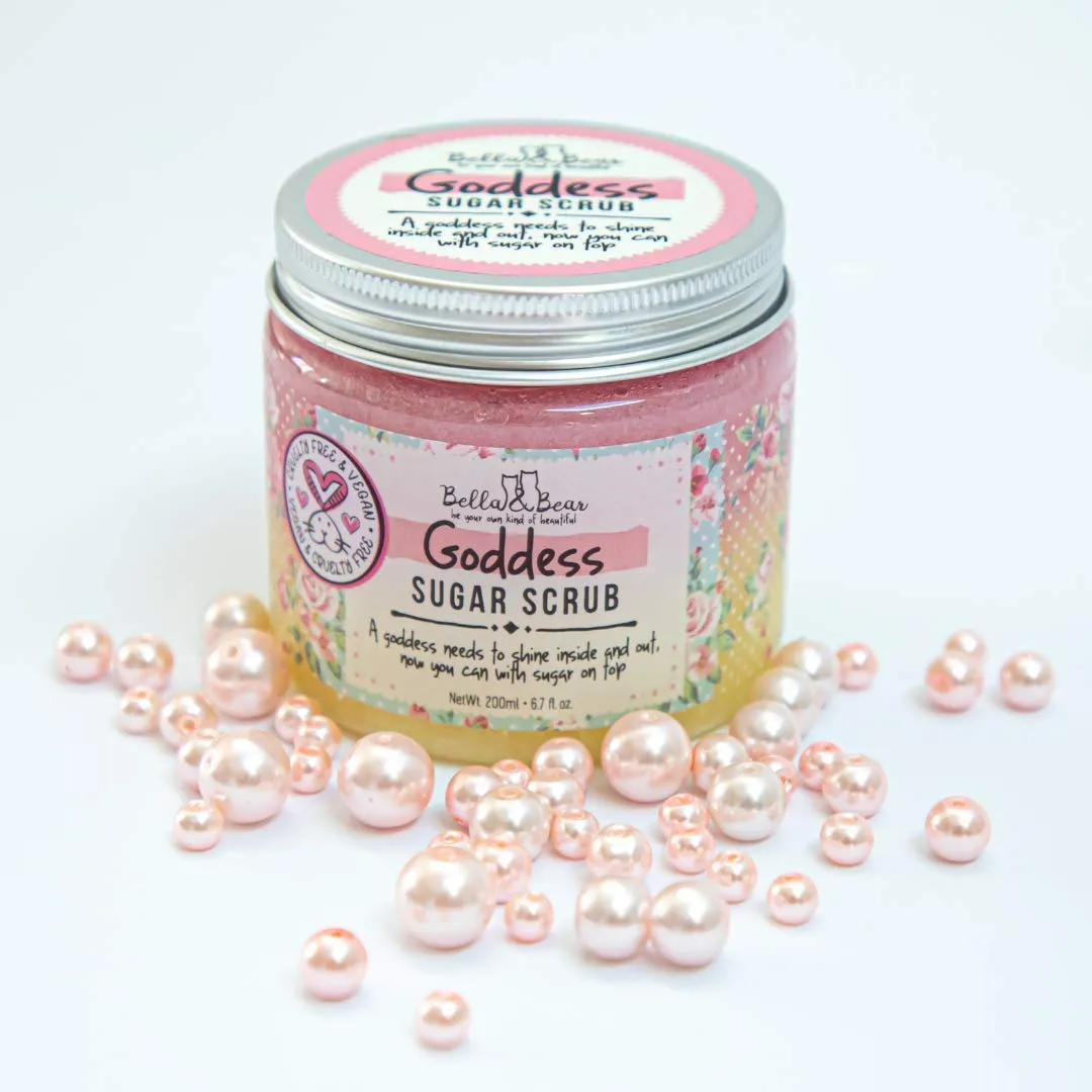 Bella and Bear Goddess Sugar Scrub - Exfoliating Body Scrub - Cleanser - Skin Softener - 3 in 1 - Vegan