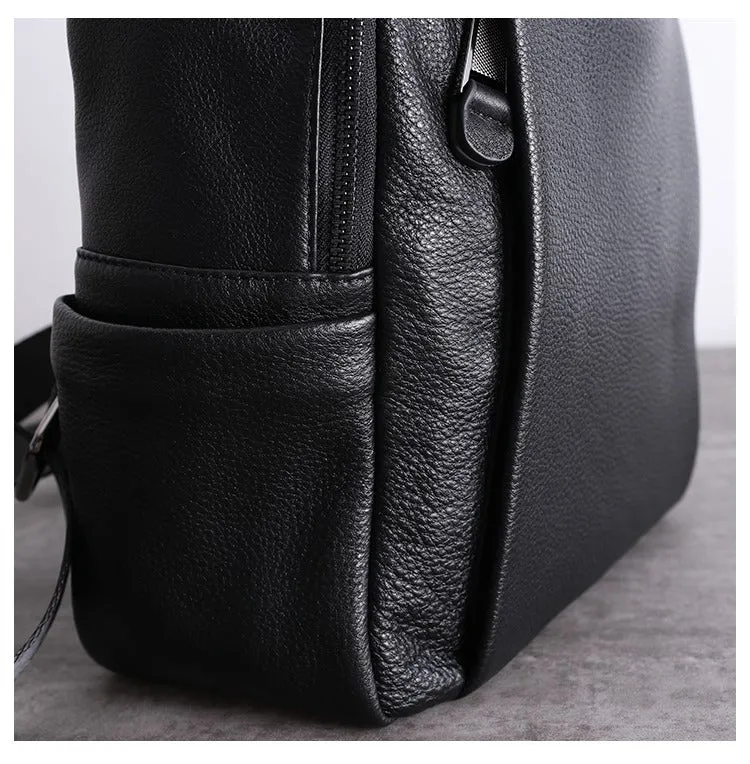 Black Leather Satchel Backpacks Womens Cute School Backpack Purse Black Leather College Rucksack for Ladies