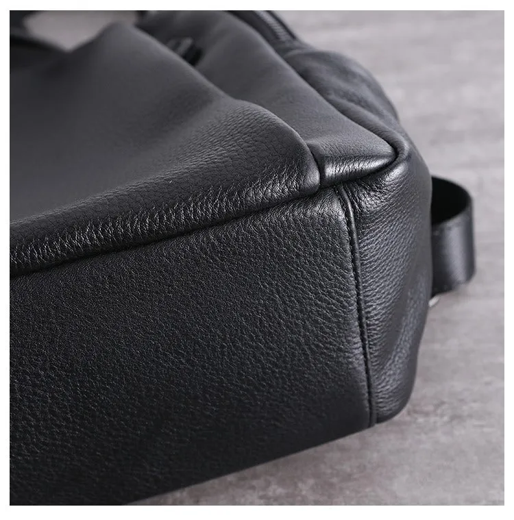 Black Leather Satchel Backpacks Womens Cute School Backpack Purse Black Leather College Rucksack for Ladies