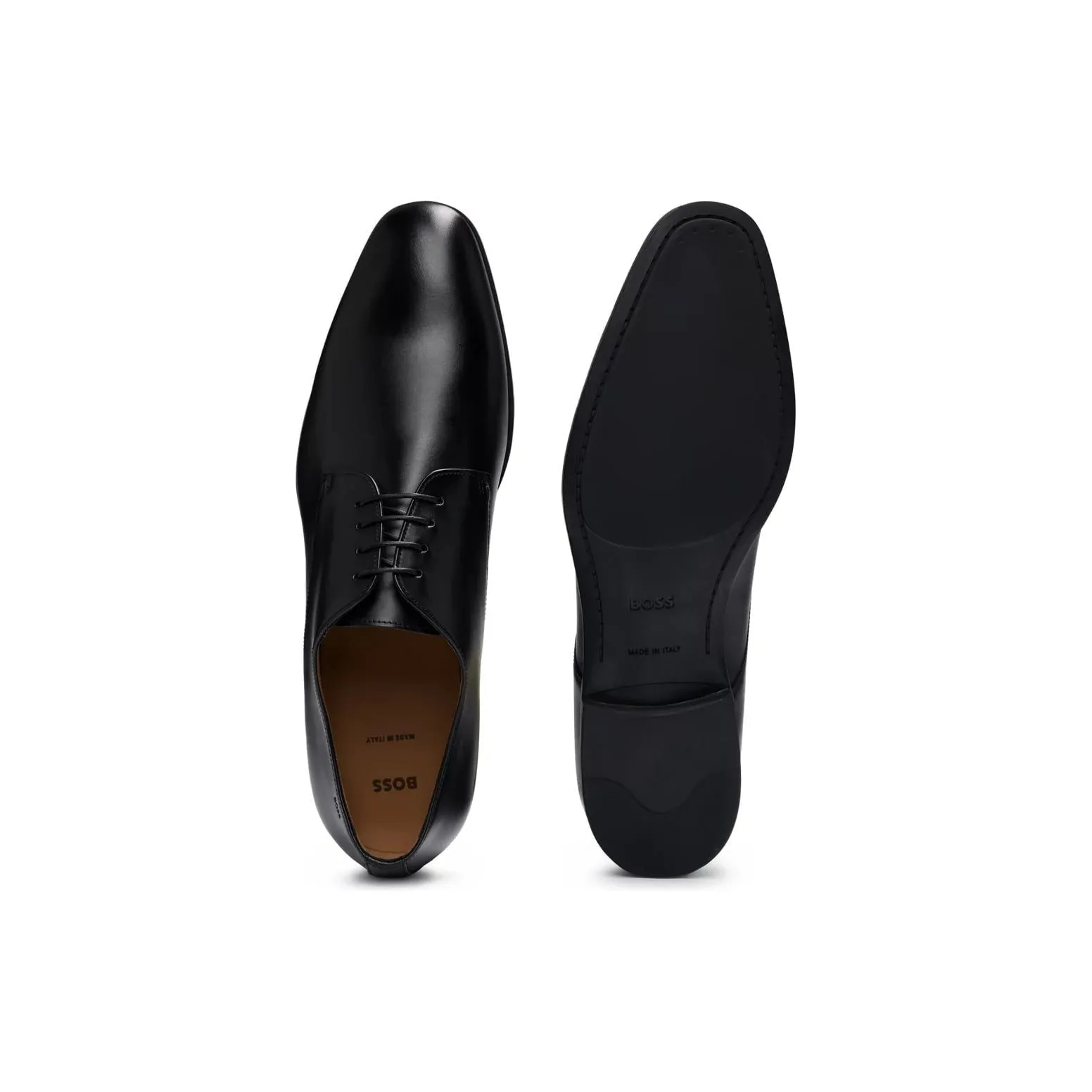 BOSS LEATHER DERBY SHOES WITH RUBBER SOLE