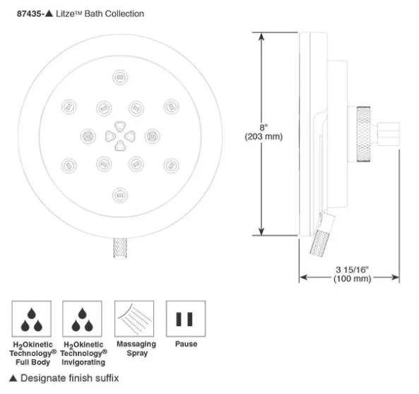 Brizo 87435 Litze 4 Function Raincan Showerhead