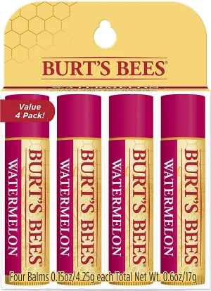 Burt's Bees 100% Natural Origin Moisturizing Lip Balm, Watermelon, 4 Tubes