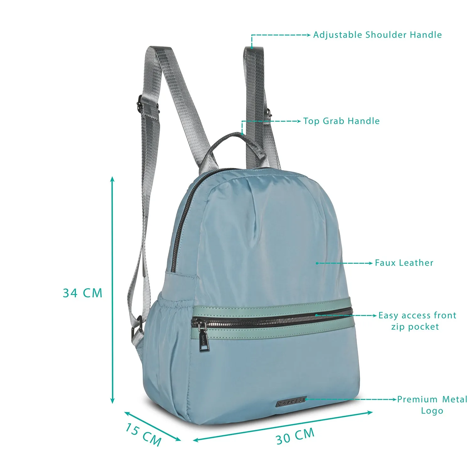 Caprese Blythe Nylon Backpack Medium Blue