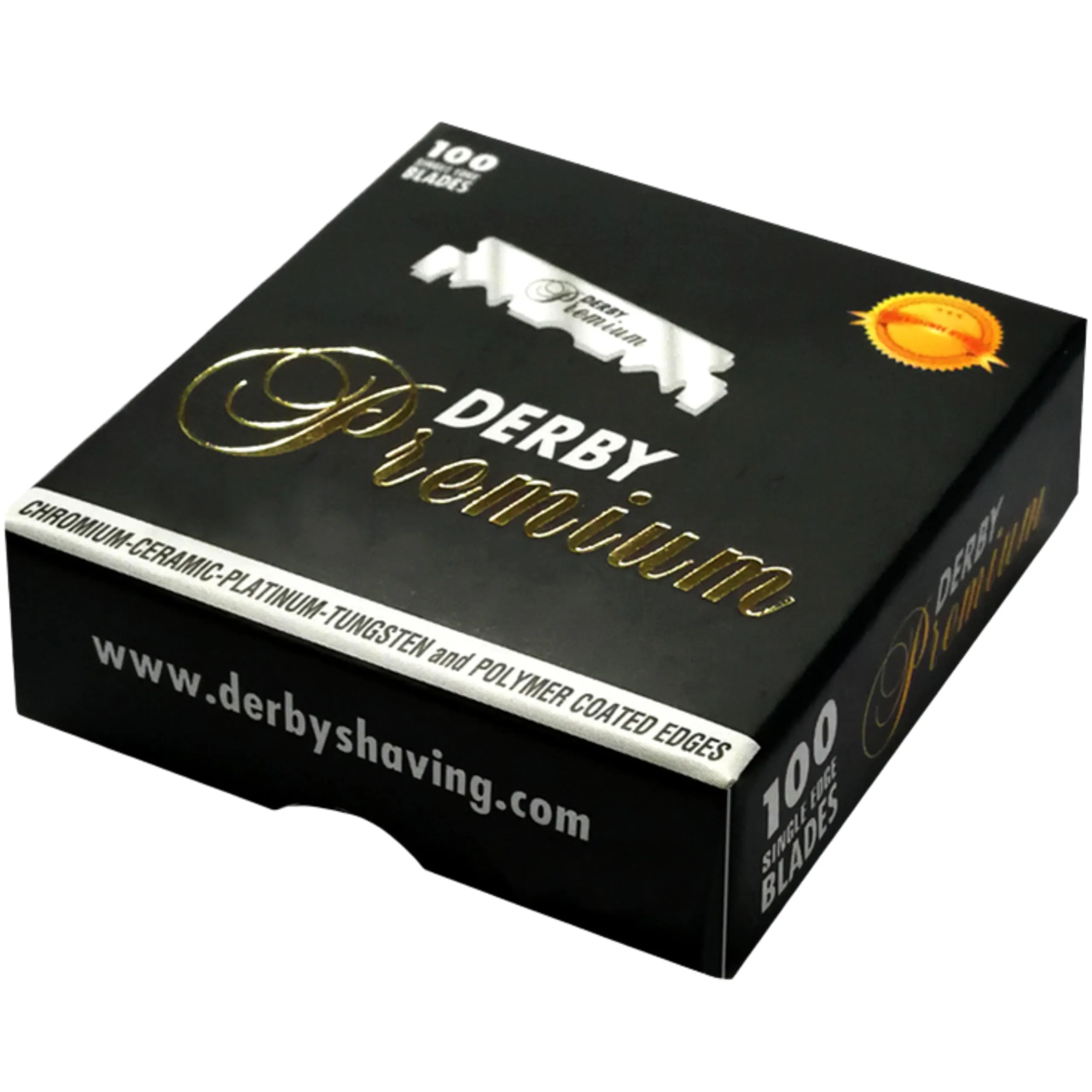 Derby Premium Single Edge Razor Blades, Razor Blades, Single Edge, Ultra Sharp, Chromium - Ceramic - Platinum - Tungsten and Polymer Coated Edges (50)