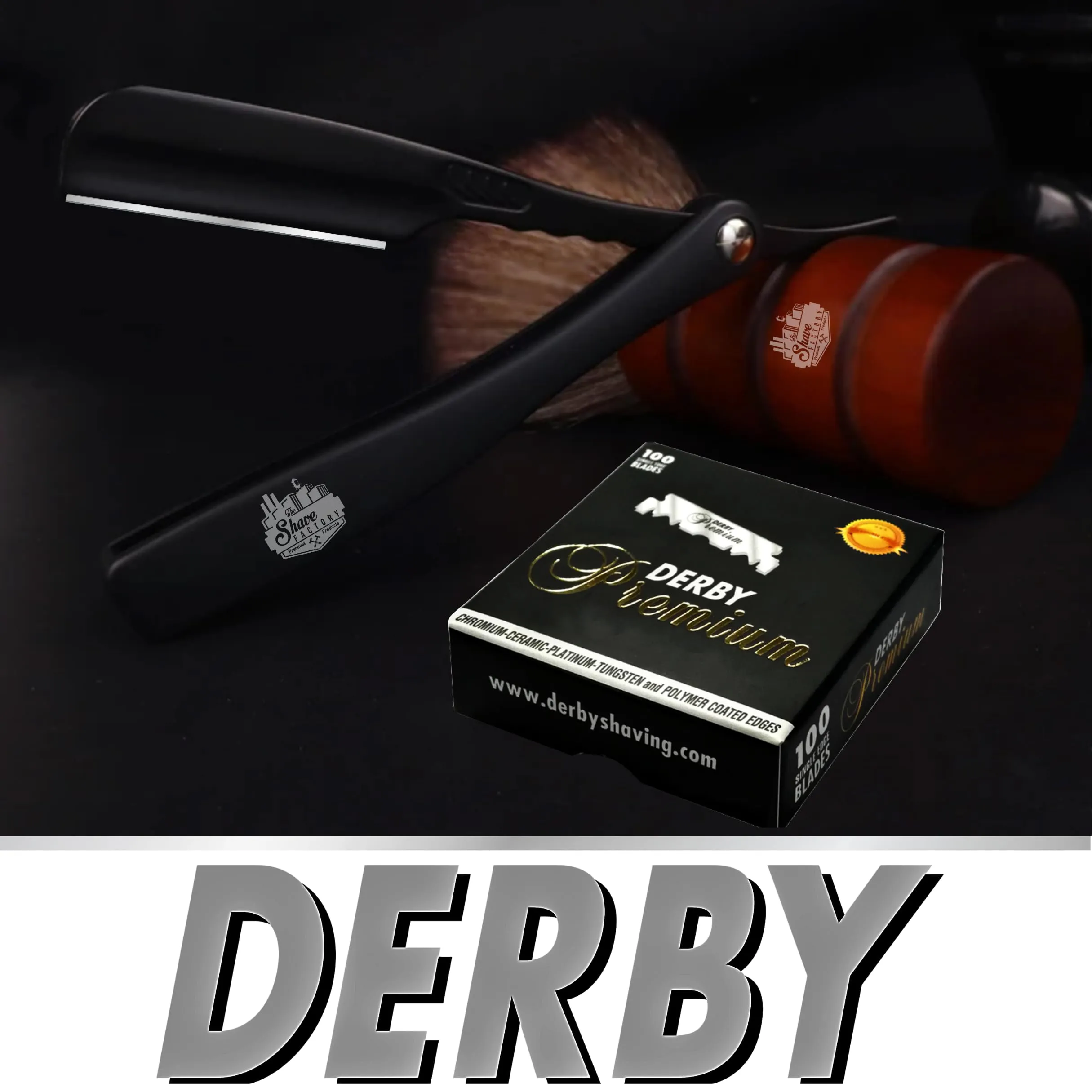 Derby Premium Single Edge Razor Blades, Razor Blades, Single Edge, Ultra Sharp, Chromium - Ceramic - Platinum - Tungsten and Polymer Coated Edges (50)