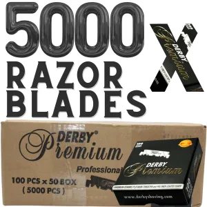 Derby Premium Single Edge Razor Blades, Razor Blades, Single Edge, Ultra Sharp, Chromium - Ceramic - Platinum - Tungsten and Polymer Coated Edges (50)