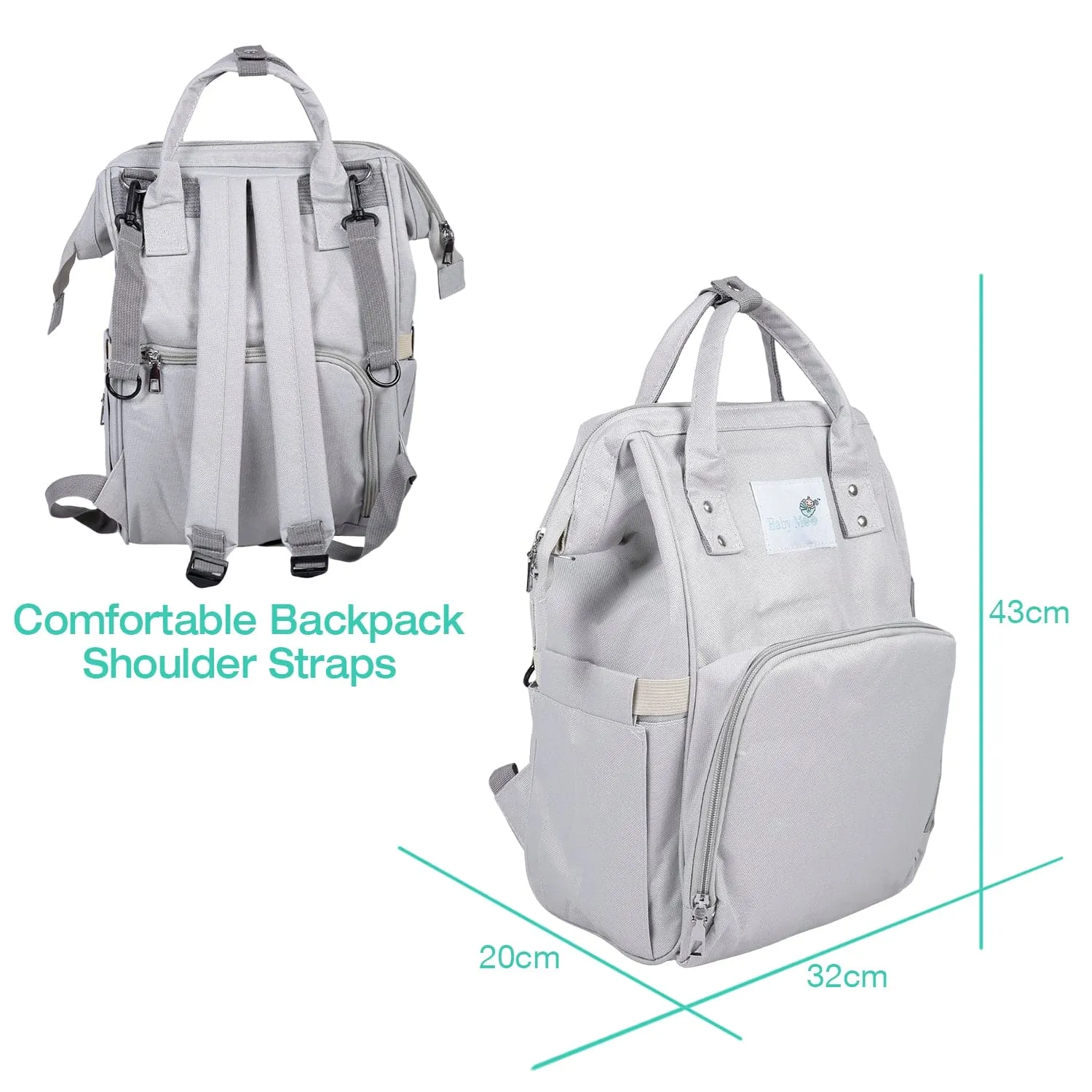 Diaper Bag 
Maternity Backpack Solid Grey