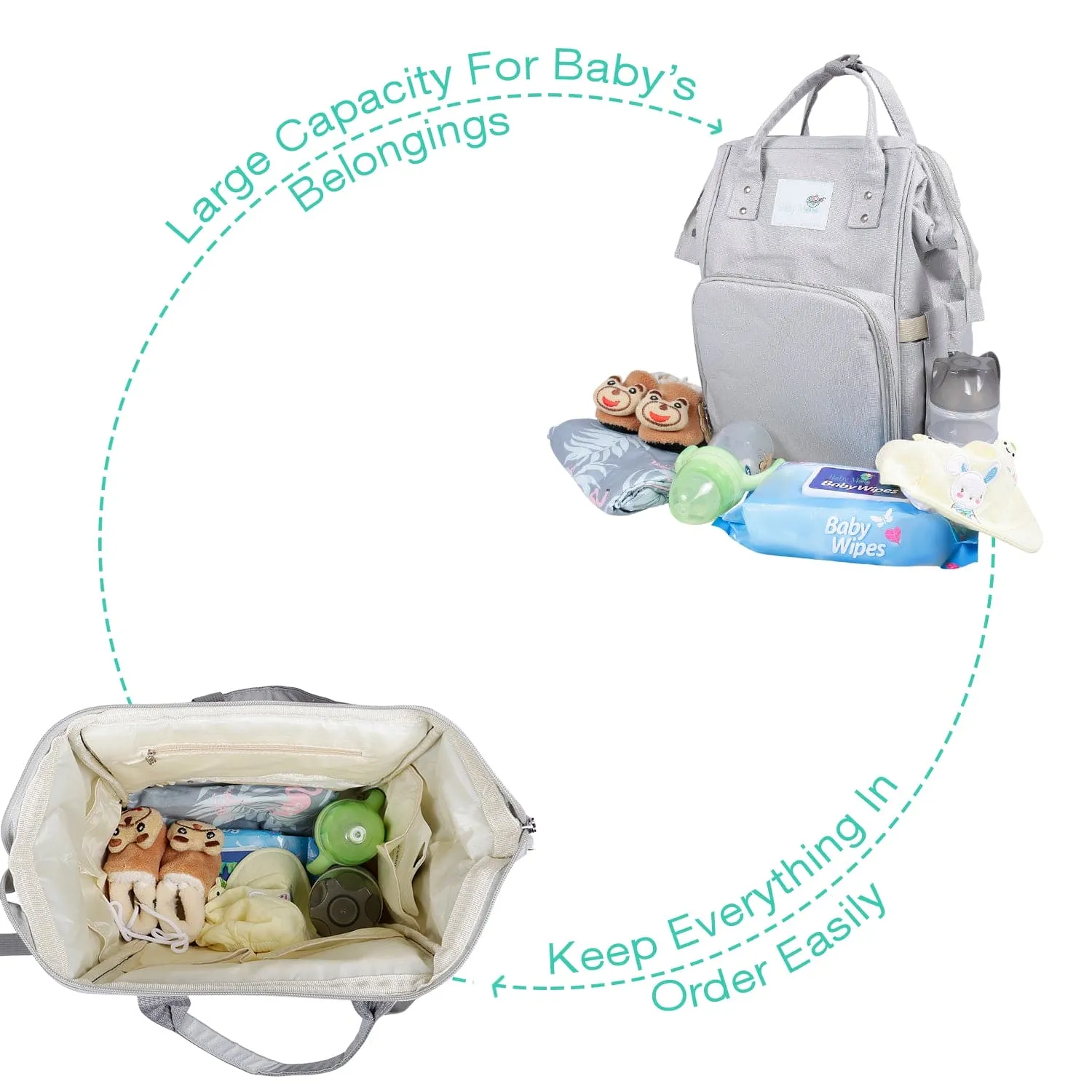 Diaper Bag 
Maternity Backpack Solid Grey