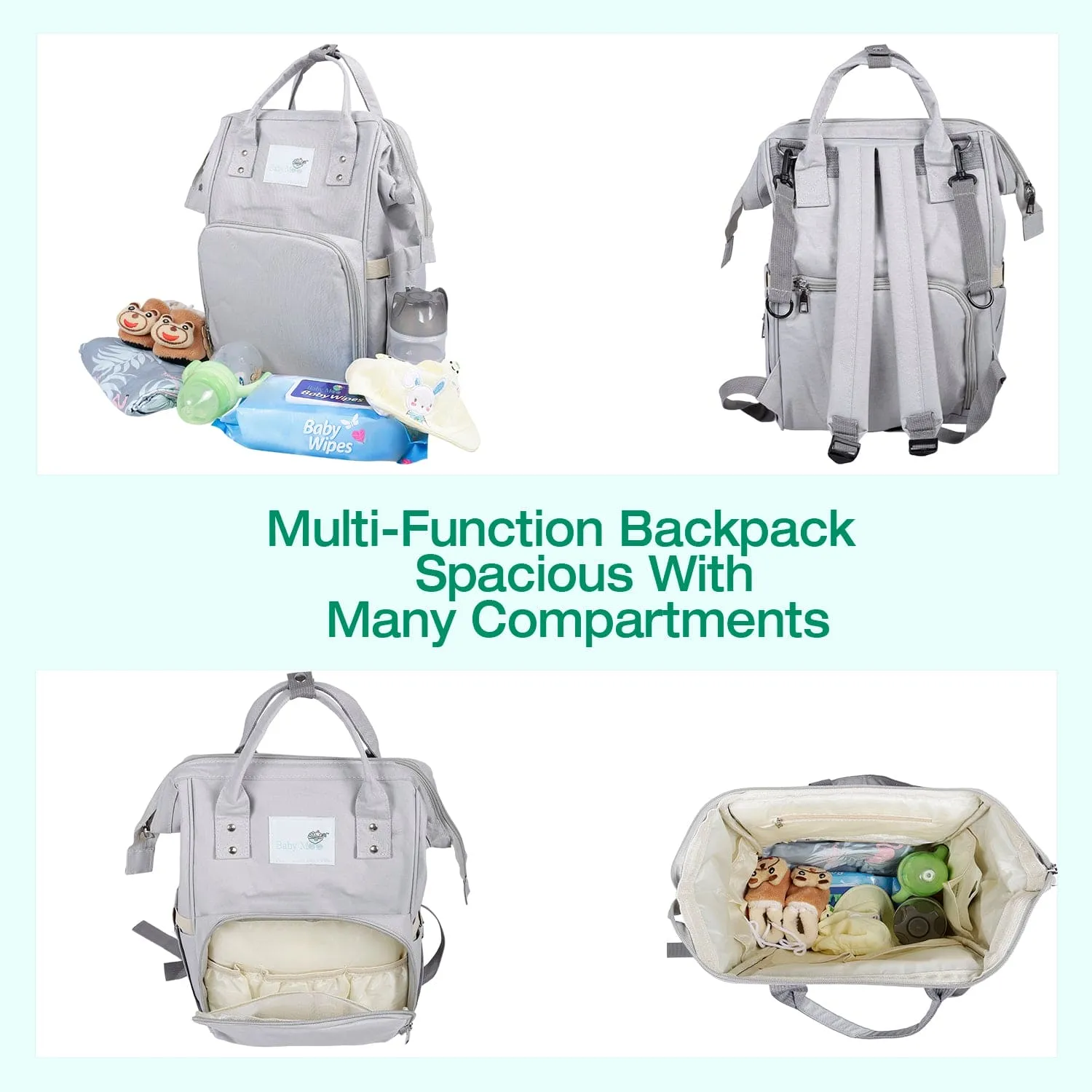 Diaper Bag 
Maternity Backpack Solid Grey