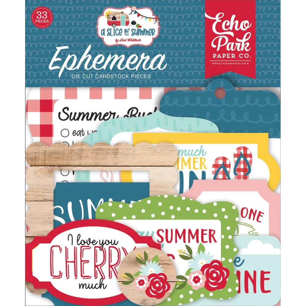 Echo Park Cardstock Ephemera 33 pack  Icons, A Slice Of Summer*
