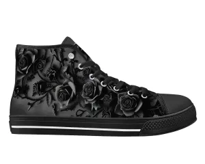 Elegant Black Rose High Tops
