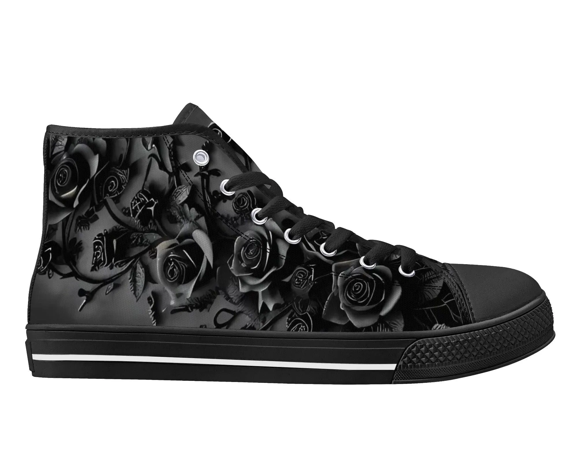 Elegant Black Rose High Tops