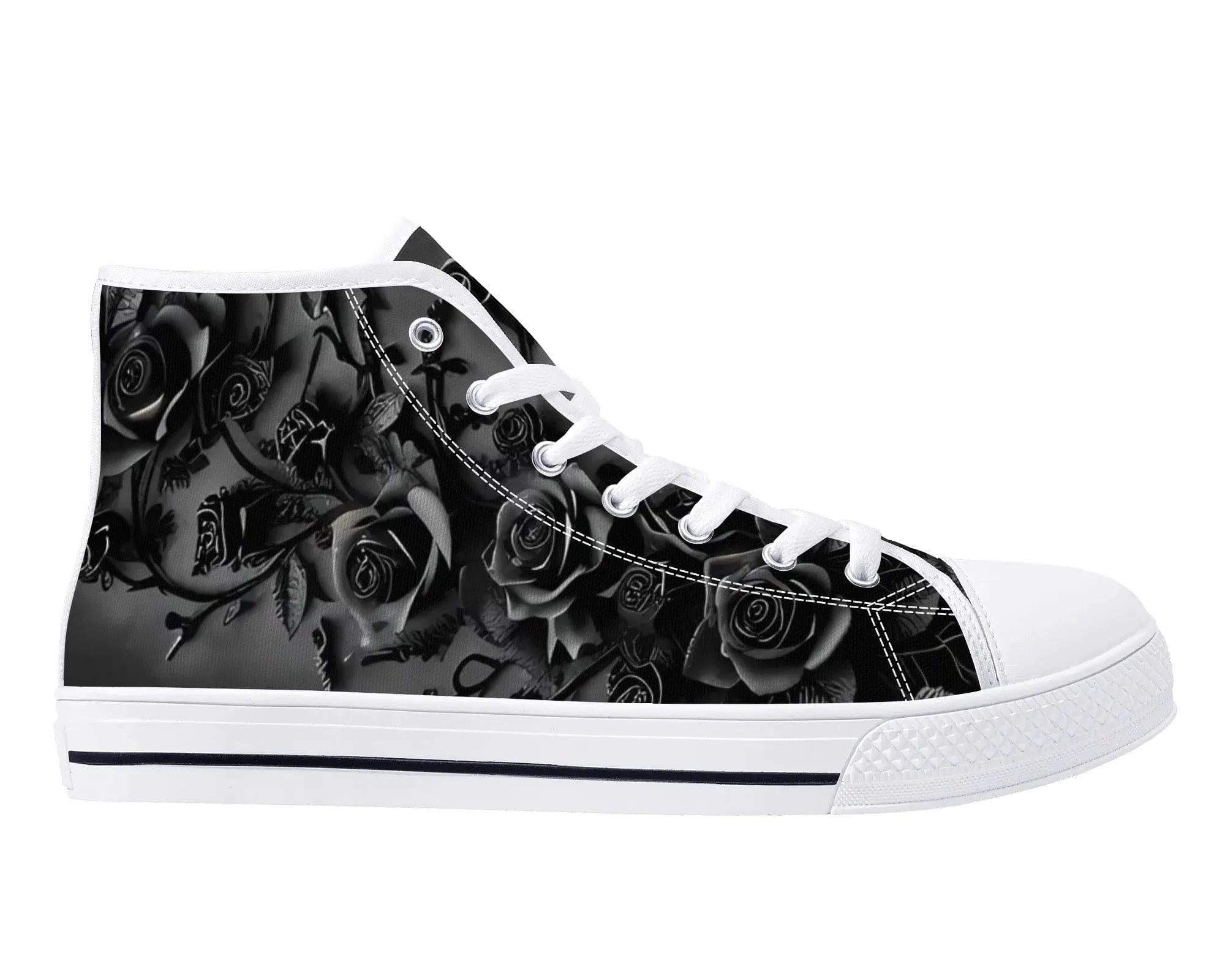Elegant Black Rose High Tops