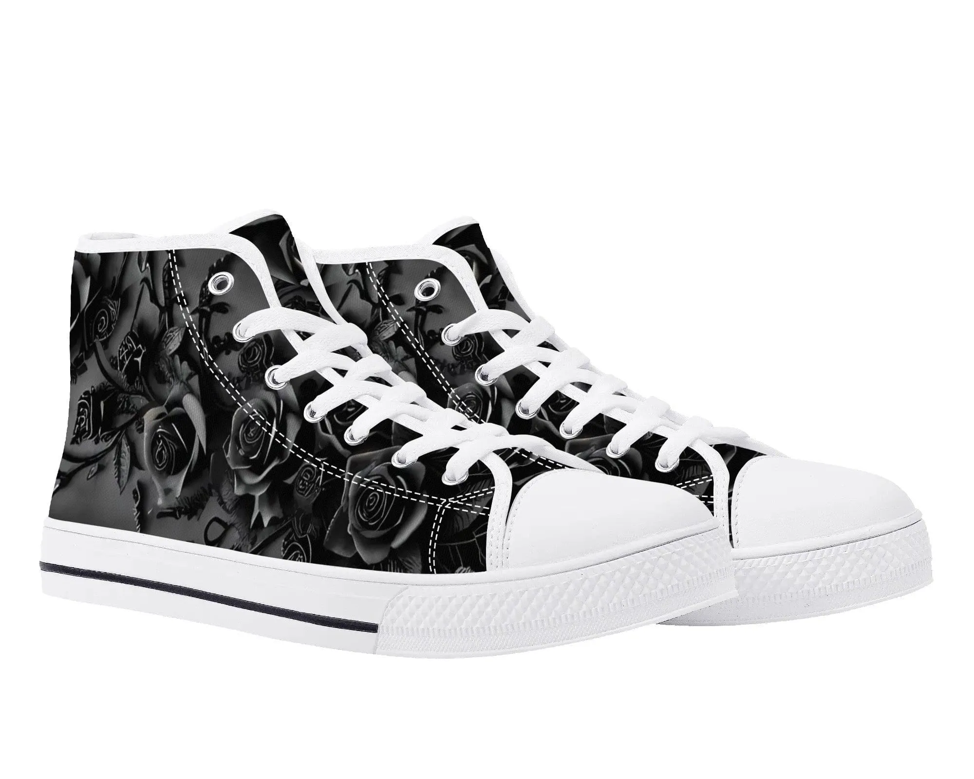 Elegant Black Rose High Tops