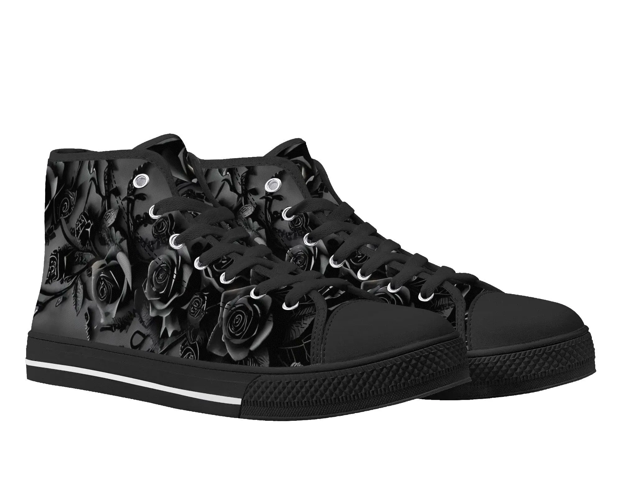 Elegant Black Rose High Tops