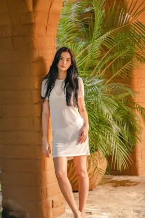 ESCAPE MESH T-SHIRT DRESS WHITE
