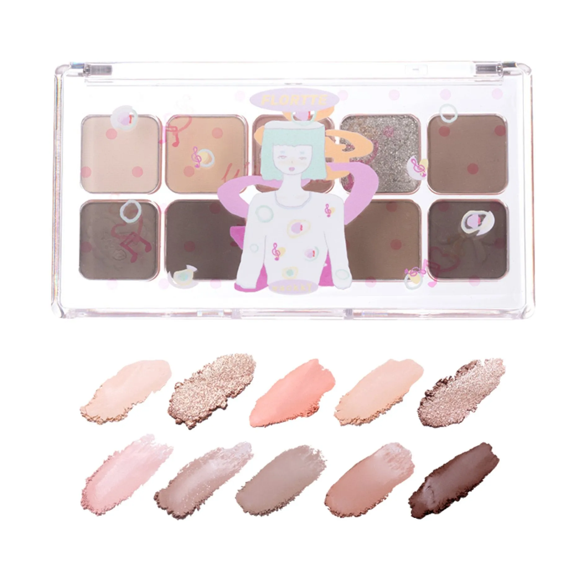 Flortte Wackky Series Ten-Color Eyeshadow Palette (3 Colors)